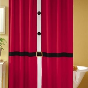 Santa Shower Curtain w/Santa Curtain Rings